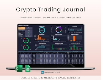 Crypto Trading Journal Template Dark Mode Google Sheets Excel P&L ROI Instant Download
