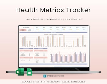 Health Metrics Tracker Google Sheets Excel | Mood Sleep Wellness Dashboard Instant Download
