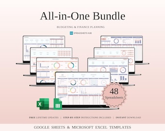 All-in-One Budgeting & Finance Bundle | Excel and Google Sheets | 192 Templates