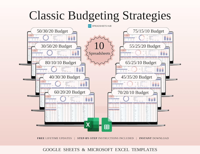 Classic Budgeting Strategies | Excel and Google Sheets | 40 Templates ...