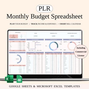 PLR: spreadsheetsjabloon voor maandelijks budget (met volgrechten)