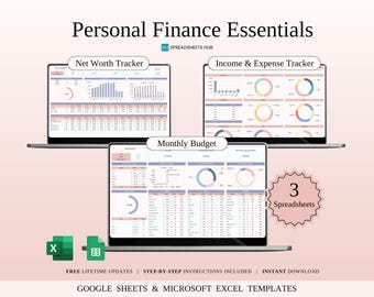 Personal Finance Essentials | Excel & Google Sheets | 12 Templates
