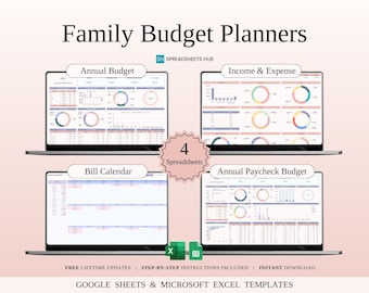 Family Budget Planners | Excel & Google Sheets | 16 Templates