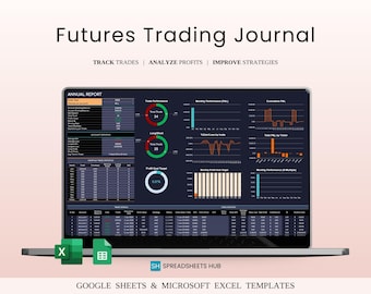 Futures Trading Journal Template Dark Mode Google Sheets Excel P&L Risk Instant Download