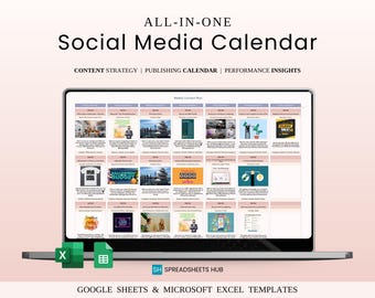 Social Media Content Planner Google Sheets Excel | Instagram TikTok Calendar Instant Download