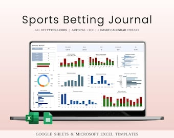 Sports Betting Tracker Google Sheets Excel | P&L ROI Bankroll Journal Instant Download