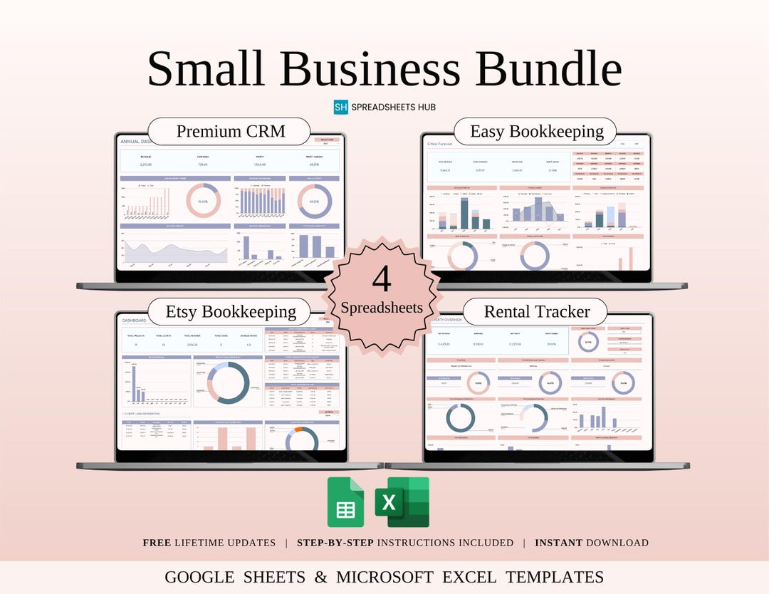 Small Business Bundle | Excel & Google Sheets | 16 Templates - Etsy