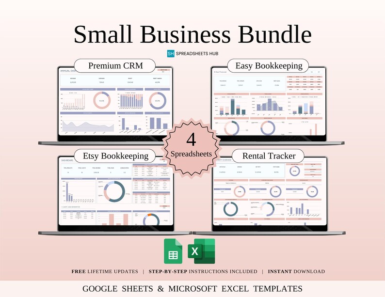 Small Business Bundle | Excel & Google Sheets | 16 Templates - Etsy