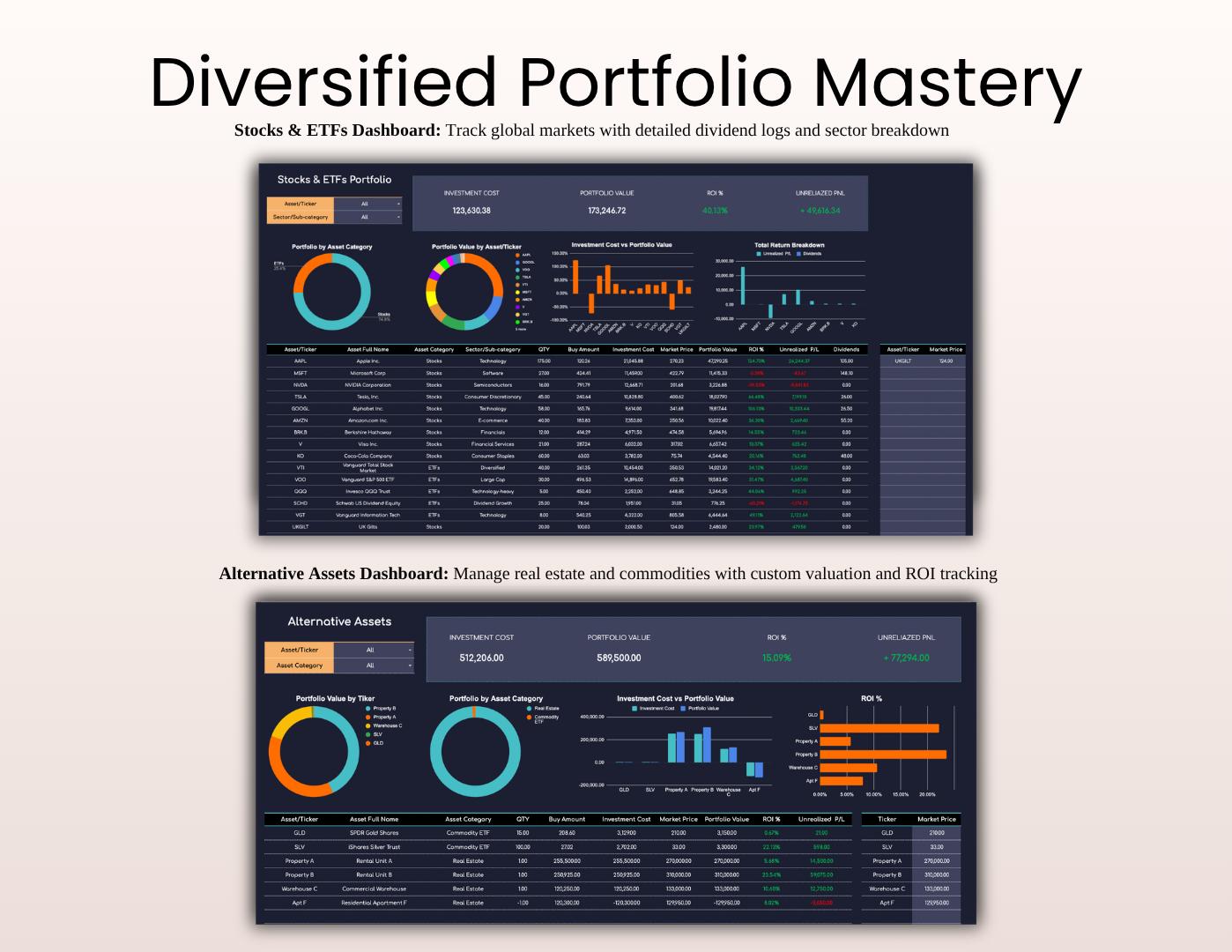 Ultimate Investment Portfolio Tracker | Dark Mode - Etsy
