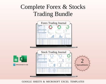 Complete forex- en aandelenhandelbundel | 2-in-1 spreadsheetbundel | Google Spreadsheets en Excel-sjablonen