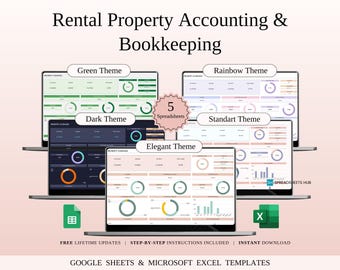 Rental Property Accounting & Bookkeeping Toolkit | Excel and Google Sheets | 20 Templates