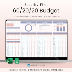 60/20/20 Budget Spreadsheet Template | Excel & Google Sheets | Prioritizing Financial Security | 60/20/20 RULE