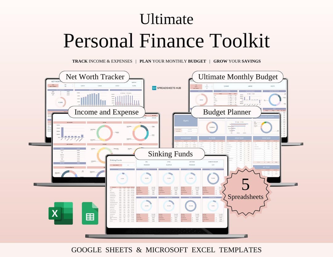 Ultimate Personal Finance Toolkit | Excel & Google Sheets | 20 ...