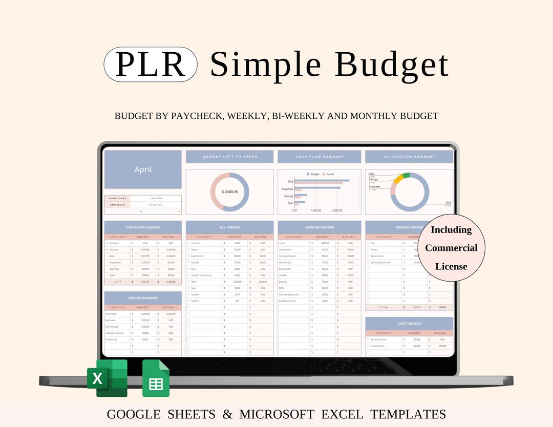 PLR - Simple Budget Planner Template (with Resale Rights) - Etsy