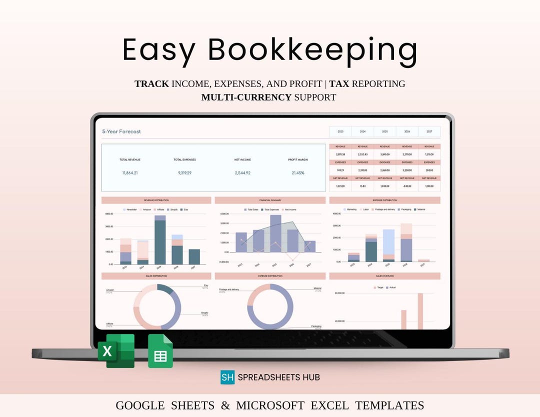 Small Business Bookkeeping Spreadsheet | Excel & Google Sheets - Etsy