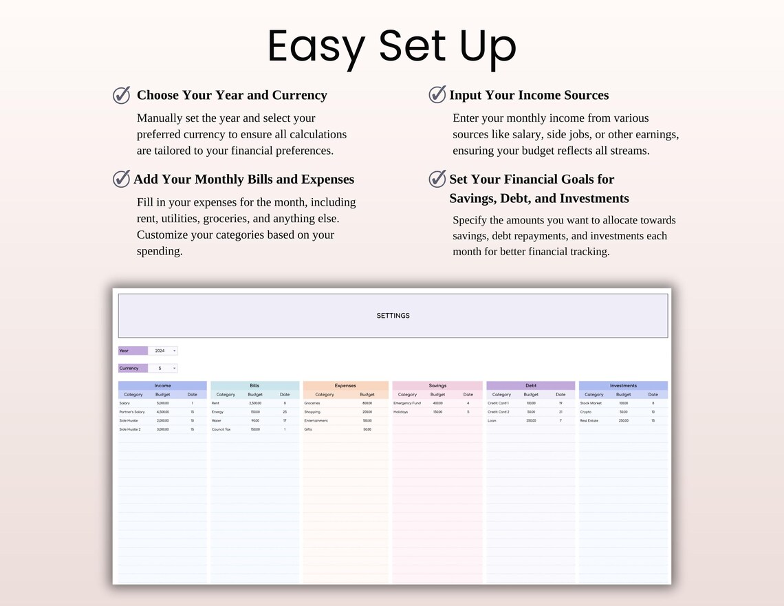 Rainbow Bill Tracker Spreadsheet | Excel & Google Sheets Template - Etsy