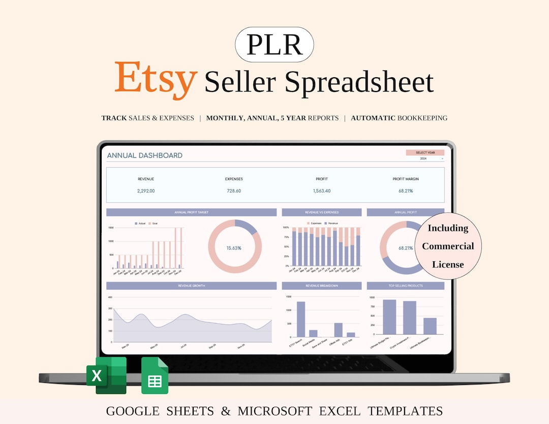 PLR Etsy Seller Spreadsheet Template (with Resale Rights) Etsy