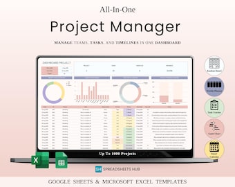 Project Management Template Google Sheets Excel | Kanban Gantt Tracker Instant Download