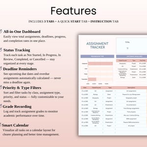 Assignment Tracker Spreadsheet Template for Google Sheets & Excel ...
