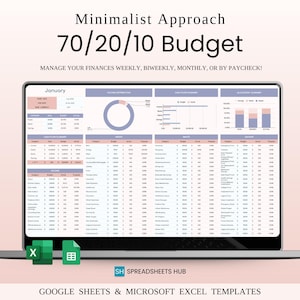 70/20/10 Budget Spreadsheet Template | Excel & Google Sheets | Living with Essentials | 70/20/10 RULE