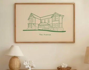 Custom House Ilustration, Personalized House Portrait, First Home Simple Drawing, Housewarming Gift, Realtor Closing House Minimal Sketch