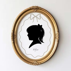 Impressão de retrato de silhueta personalizada, retrato personalizado de família infantil, arte de nome de berçário infantil, retrato de rosto de perfil lateral, presente de mãe e avó