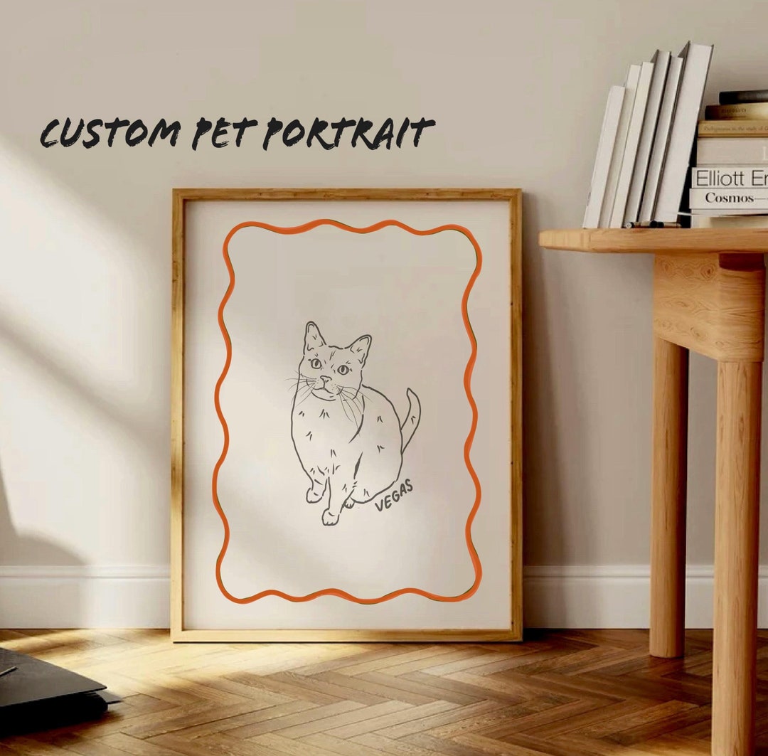 Custom Cat Portrait, Badly Digital Pet Drawing, Cute Personalized Print ...