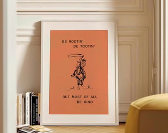 Cowboy Quote Art Print, Rootin' Tootin' Western Wall Decor (Digital Download)