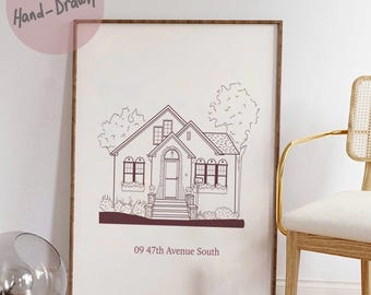 Ritratto di casa personalizzato, illustrazione di casa personalizzata, disegno di linee di casa, stampe regalo per la casa nuova, regali di inaugurazione della casa, stampa digitale di schizzi di casa