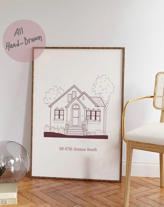 Custom House Portrait, Personalized House Illustration, House Line Art, New Home Gift Prints, Housewarming Gifts, Home Sketch Digital Print