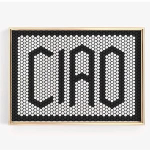 Ciao Tile Print, Ciao Quote Wall Art, Modern Black Digital Poster, Italian Saying Print, Mosaic Tile Design Print, New Home Gift