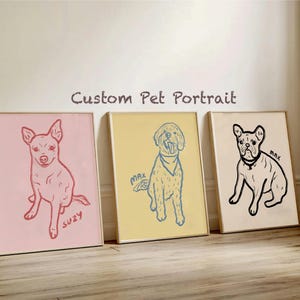 Custom Pet Line Drawing, Custom Dog Portrait, Cute Pet Line Art Print, Personalized Pet Poster, Badly Drawn Pet Portrait, Pet Memorial Gift