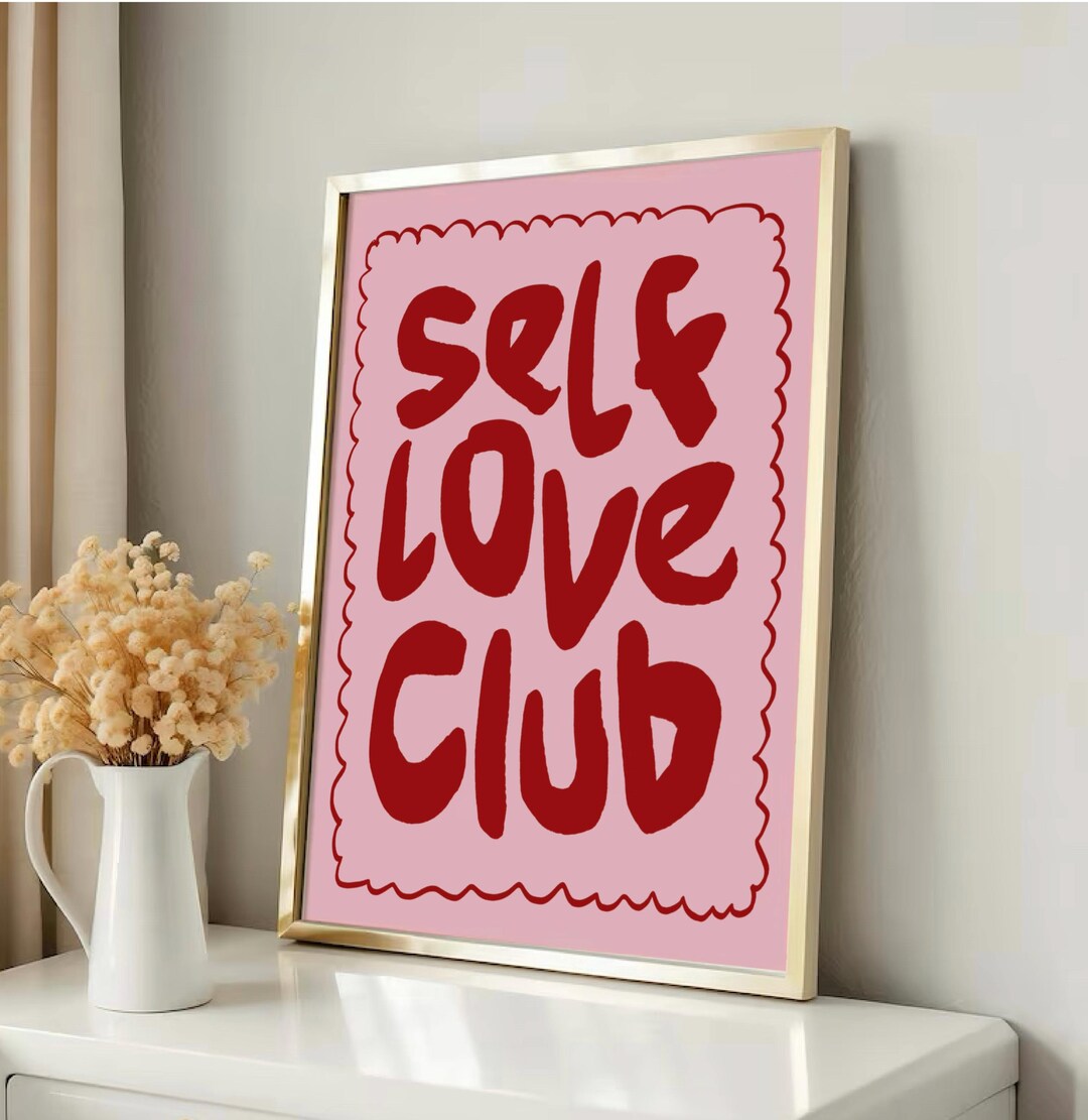 Self Love Club Print, Trendy Pink Red Wall Art (digital Download) - Etsy