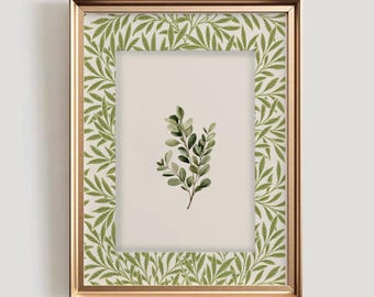 Vintage Botanical Wall Art, Green Retro Print, Modern Rustic Wall Decor, Antique Floral Art Print, Botanical Still Life Poster, Plant Art