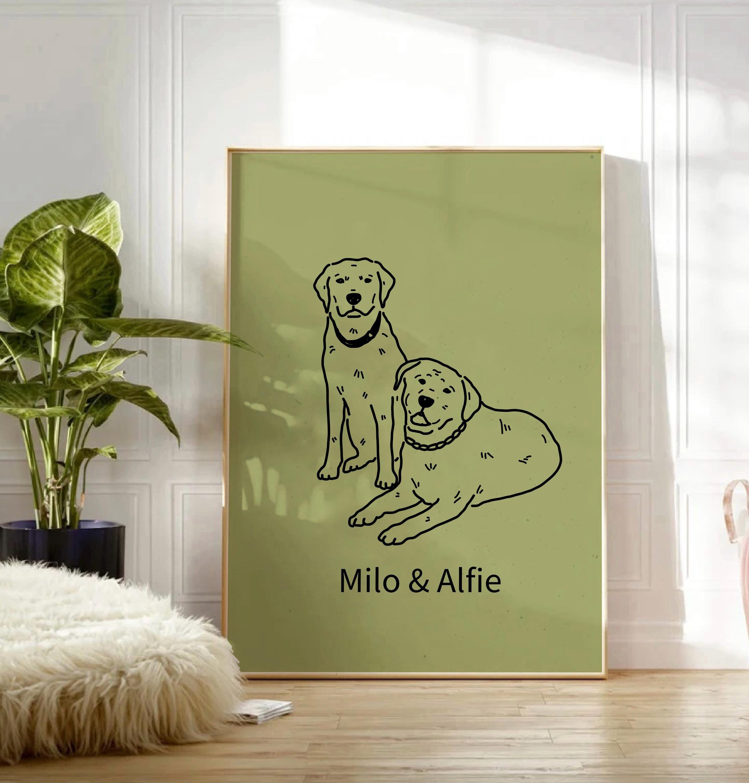 Custom Dog Portrait, Badly Drawn Pet Art, Personalized Ugly Dog Wall ...