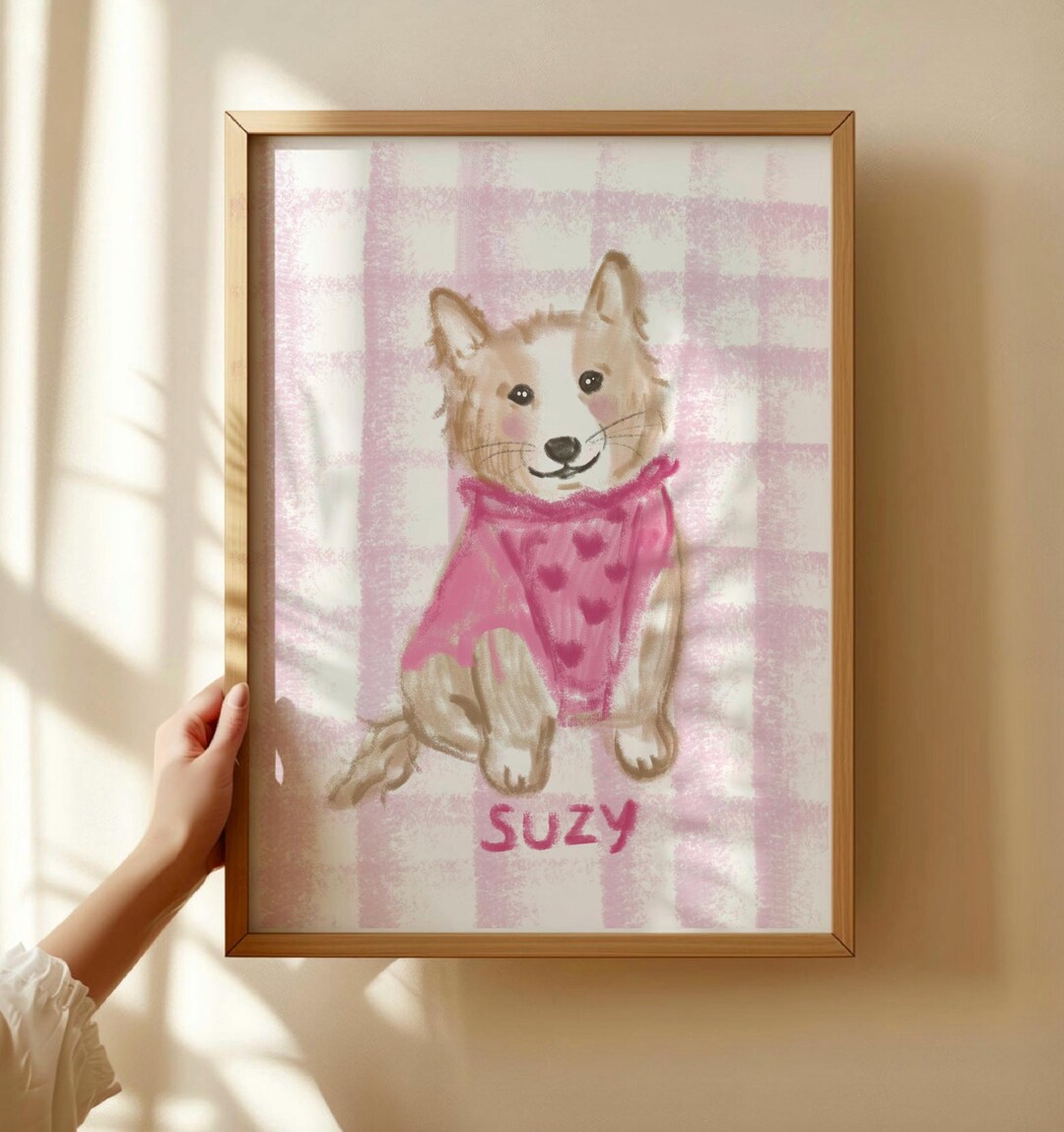 Custom Badly Drawn Pet Portrait, Personalized Cat Poster, Cute Dog ...