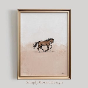 Abstract Horse Wall Art, Modern Farmhouse Decor, Modern Horse Print, Equestrian Poster, Vintage Horse Sketch, Minimalist Horse Lover Gift