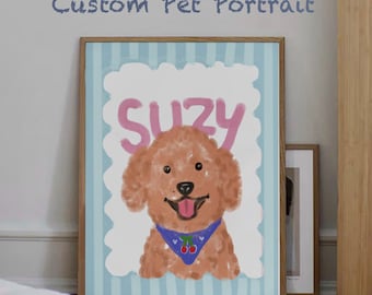 Custom Cute Pet Portrait, Personalized Badly Drawn Dog Lover Print, Hand Drawn Cat Doodle From Photo, Illustration Funky Pet Sketch Digital