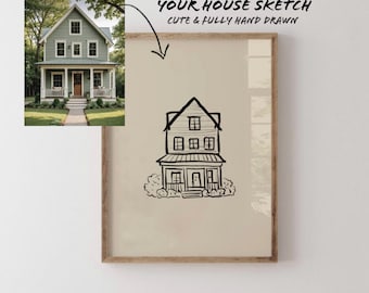 Custom House Portrait, Custom Home Illustration Sketch, Personalized Cute Building Print, Home Sweet Home Custom Art, Tiny Sketch Poster