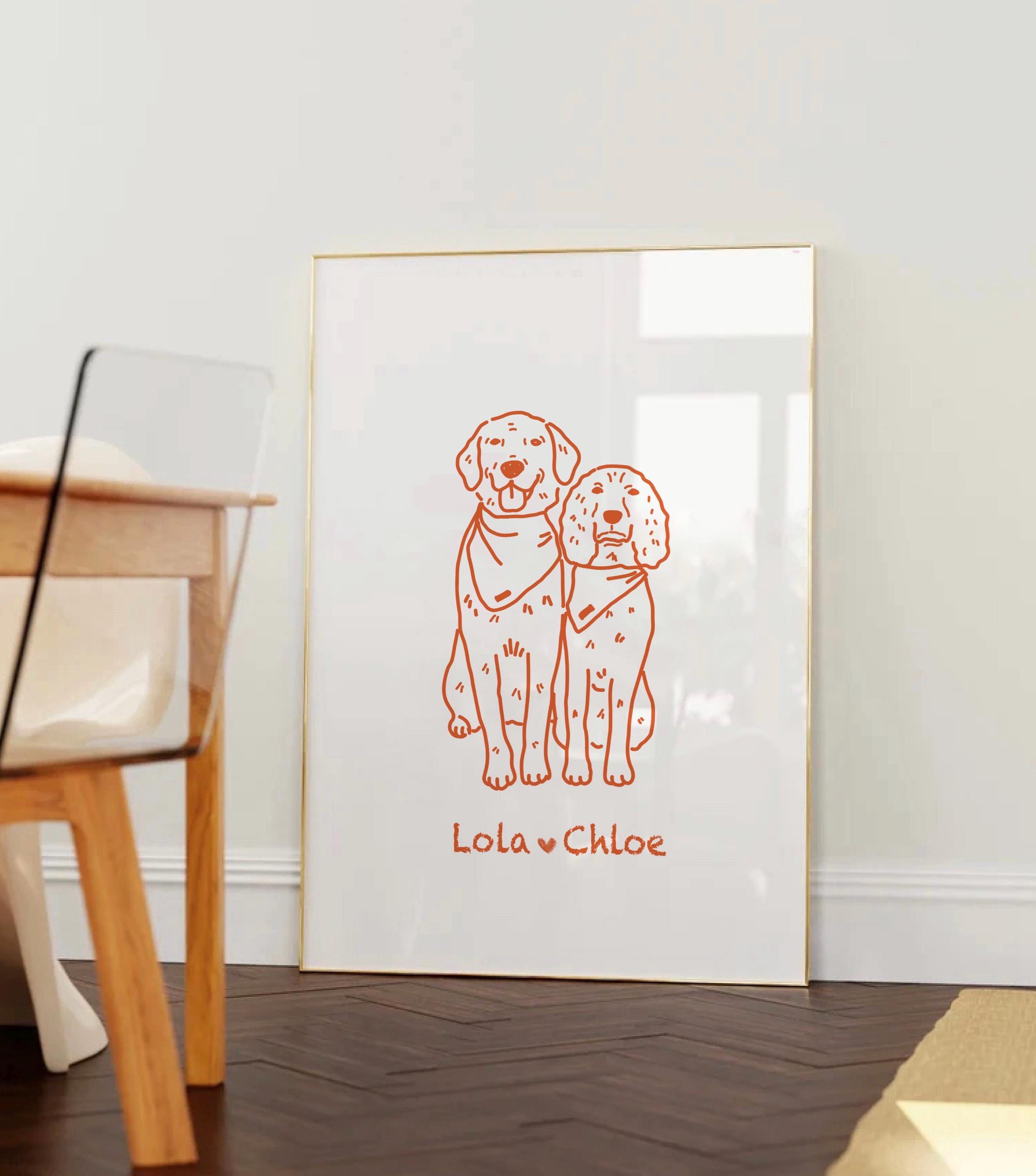 Custom Dog Portrait, Badly Drawn Pet Art, Personalized Ugly Dog Wall ...