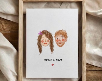Benutzerdefinierte digitales Porträt, Cartoon Illustration Druck, personalisierte Paar Porträt, lustiges süßes Familien Porträt, benutzerdefinierte winzige Gesicht Zeichnung