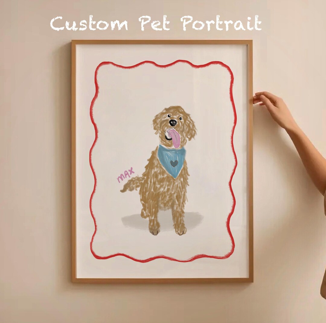 Custom Dog Portrait Badly Drawn Pet Print, Personalized Pet Watercolor ...