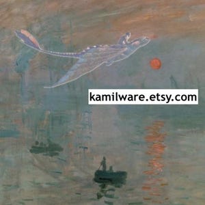 How to Train Your Dragon Monet Sunrise jpg digital download sticker, Toothless and Hiccup flying, HTTYD file, JPEG Printable Poster