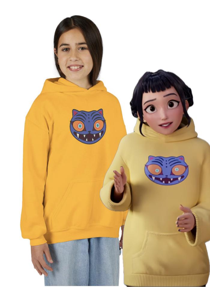 Kids Zoey Yellow Hoodie Derpy Blue Tiger - Youth Kpop Demon