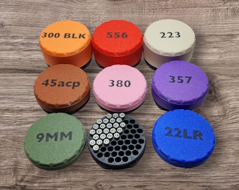 Customizable ammo box 9mm, 5.56, .22LR, .300 BLK, .223, .380 ACP, .45 ACP, .357 Mag. Great for a gift.