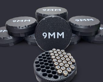 Die schwarze 9 mm Patronenkiste enthält 55 Schuss
