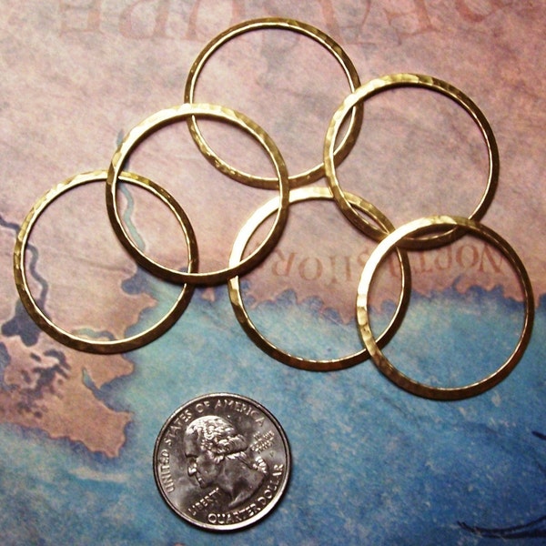 4 PC Large Hammered Brass Ring Jewelry Finding / Art Embellishment - G0146