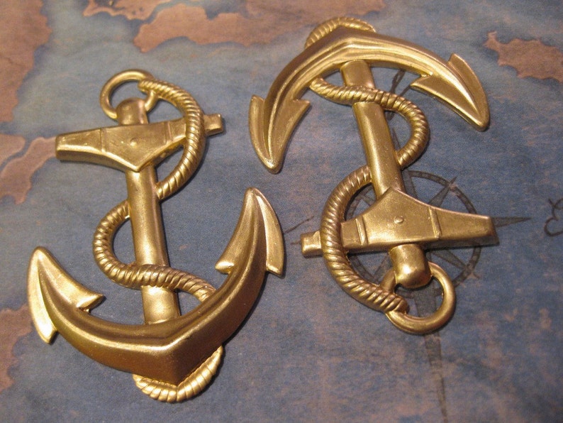 1 PC Extra Large Raw Brass Nautical Ship Anchor and Rope Pendant SS02