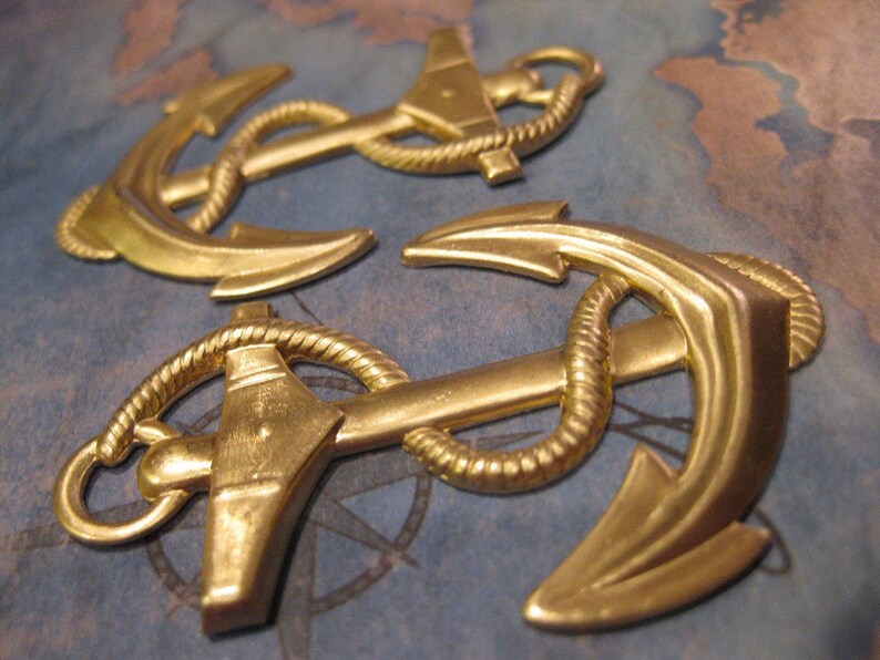 1 PC Extra Large Raw Brass Nautical Ship Anchor and Rope Pendant SS02