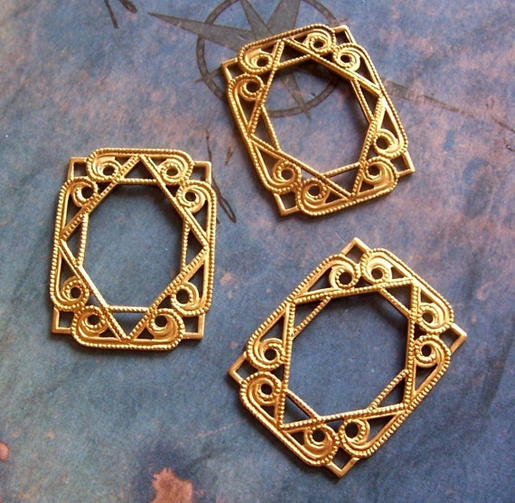 Raw Brass Victorian Scroll Connectors 4 RAT36482R Jewelry Finding 